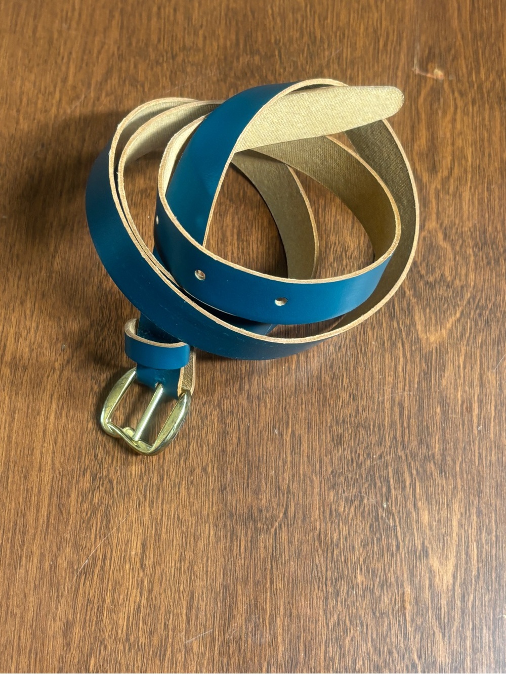 Vintage Blue Leather Belt